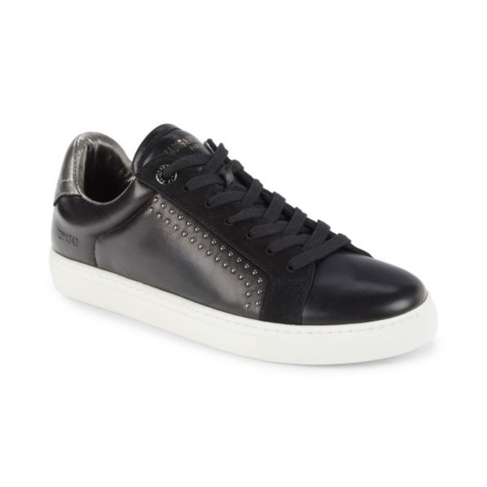 ZADIG & VOLTAIRE Studded Leather Low Top Sneakers Black Silver Size 8